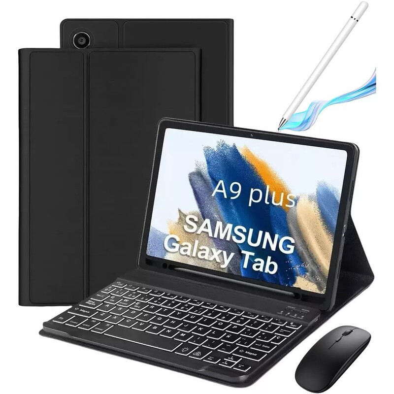 Suitable for Samsung Tab A9Plus Colorful Backlit Bluetooth Keyboard X210 Protective Case S6Lite Pen Slot Leather Case Suitable for Samsung Tab A9Plus Colorful Backlit Bluetooth Keyboard X210 Protective Case S6Lite Pen Slot Leather Case