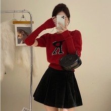 【垛襟】24冬濮院本命年红色毛衣女秋冬订珠收腰显瘦可拆卸