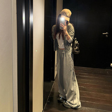 韩版简约黑色阔腿裤女秋冬2025新款高腰显瘦宽松高级感运动卫裤