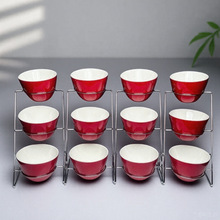 2025新款密胺仿瓷斜口碗酒店自助早餐器皿小料台架子火锅调料容器