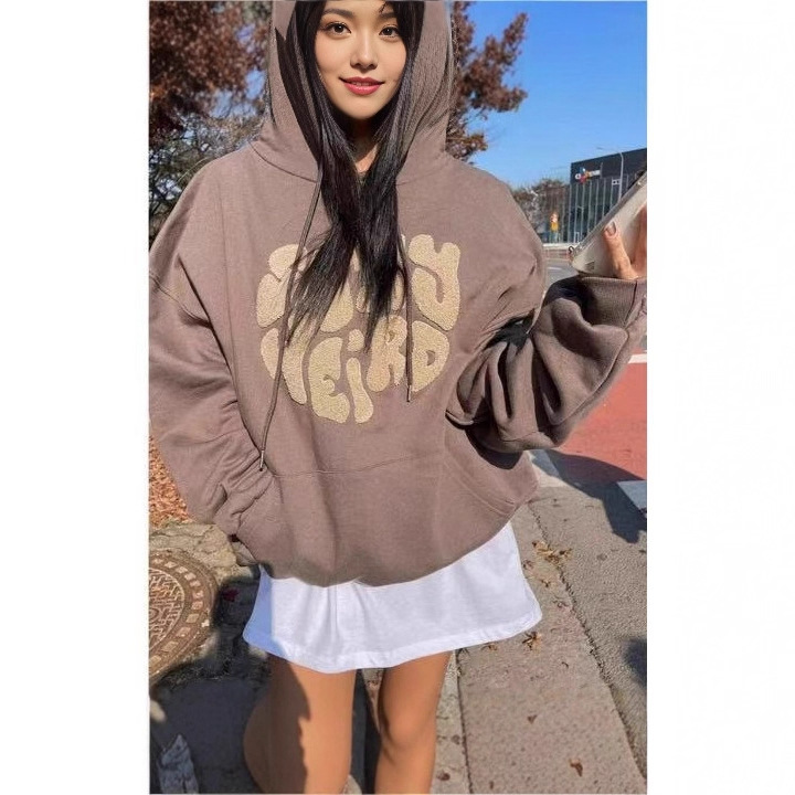 Korean Style Trendyy Letter Printed Brown Hoodie Sweatshirt for Boys and Girls Autumn and Winter Trendyy Ootd Loose Velvet Jacket Korean Style Trendyy Letter Printed Brown Hoodie Sweatshirt for Boys and Girls Autumn and Winter Trendyy Ootd Loose Velvet Jacket
