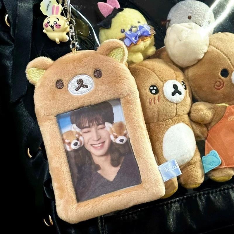 Original cute plush card holder, Korean ins style, for bus, campus, meal cards, idol photo display pendant