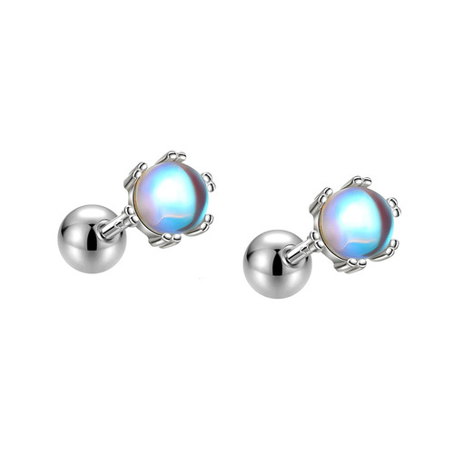 Internet celebrity live broadcast love moonstone screw earrings female niche elegant trendy earrings simple high-end design earrings