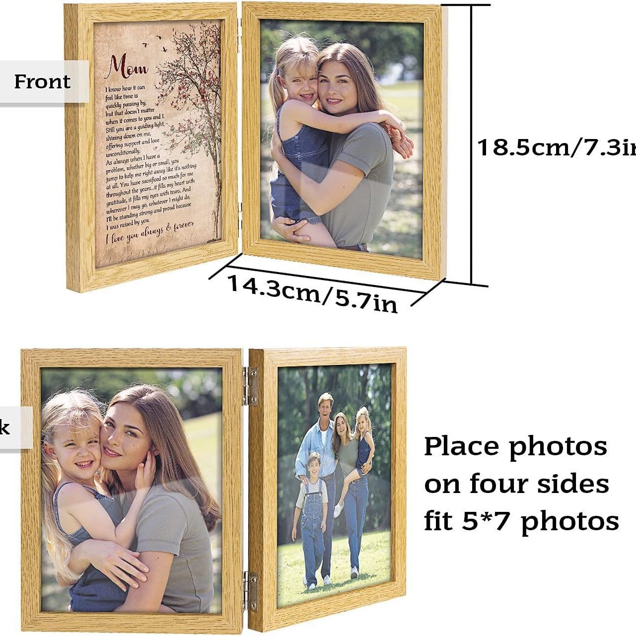 Marco DE FOTOS plegable de una pieza de escritorio creativo marco de fotos de madera retro marco de fotos pequeño