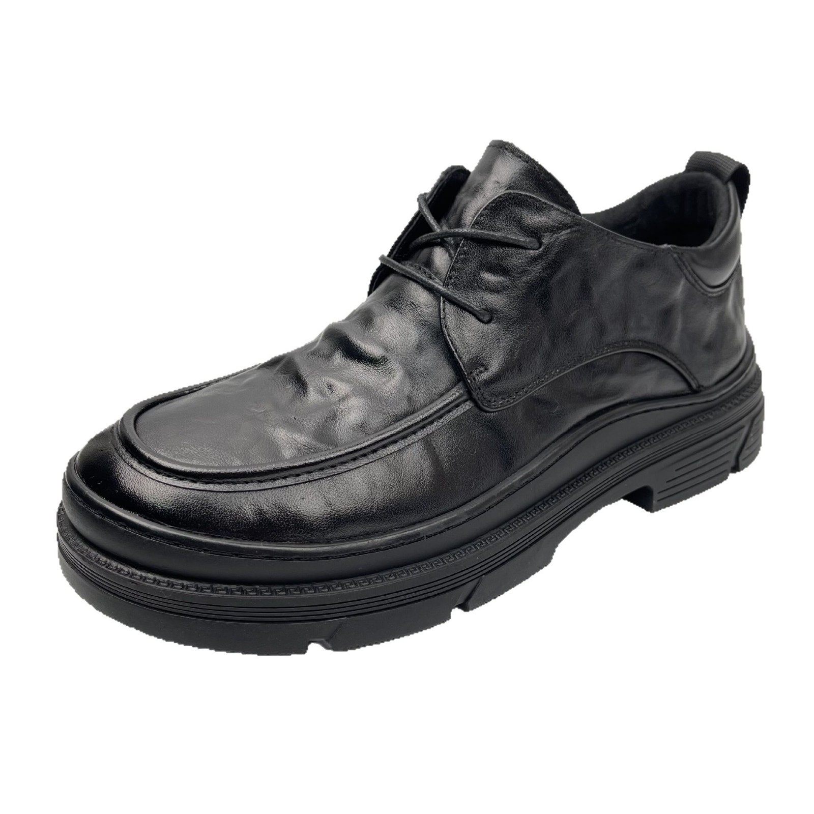 Zapatos casuales de cuero para hombres de otoño de piel de vaca de primera capa, zapatos derby de cabeza grande para hombres transpirables de cuero, zapatos de hombre de negocios de todo fósforo