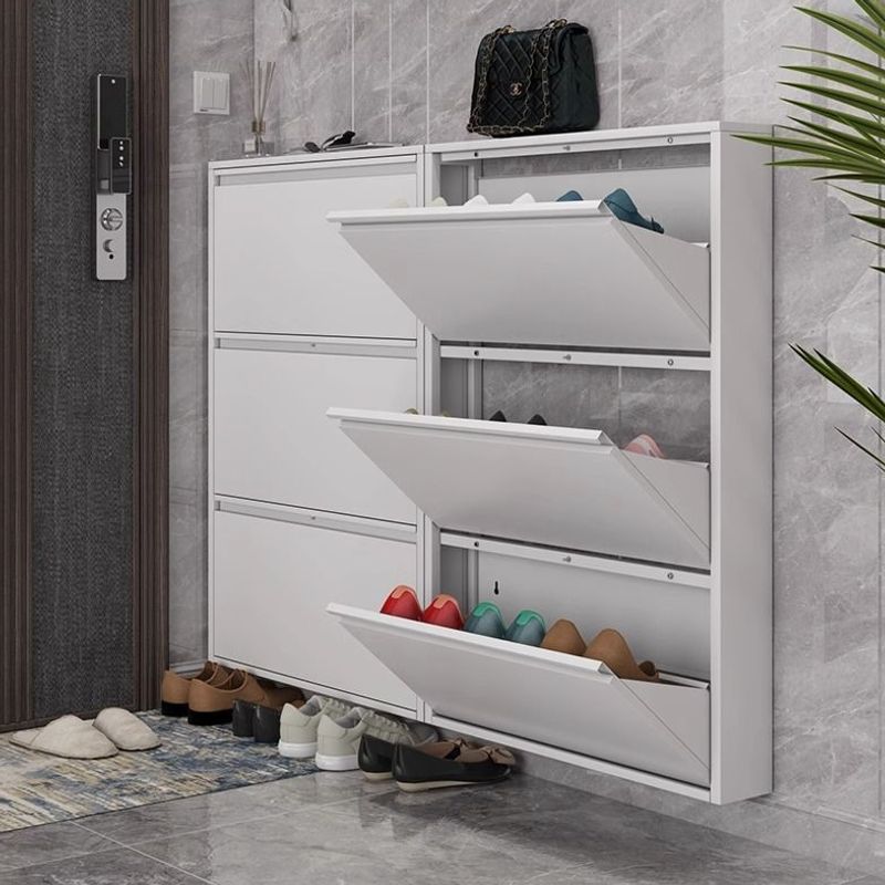 Ultra-Thin New Shoe Cabinet 12cm Entrance Home Door Steel Large Capacity Extremely Narrow Storage Wall Hanging Suspended Bucket Cabinet