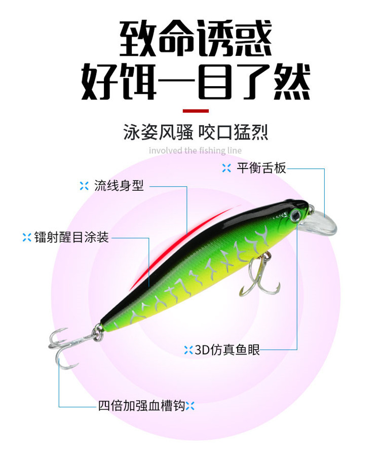 Sinking Minnow Fishing Lures Hard Baits Fresh Water Bass Swimbait Tackle Gear