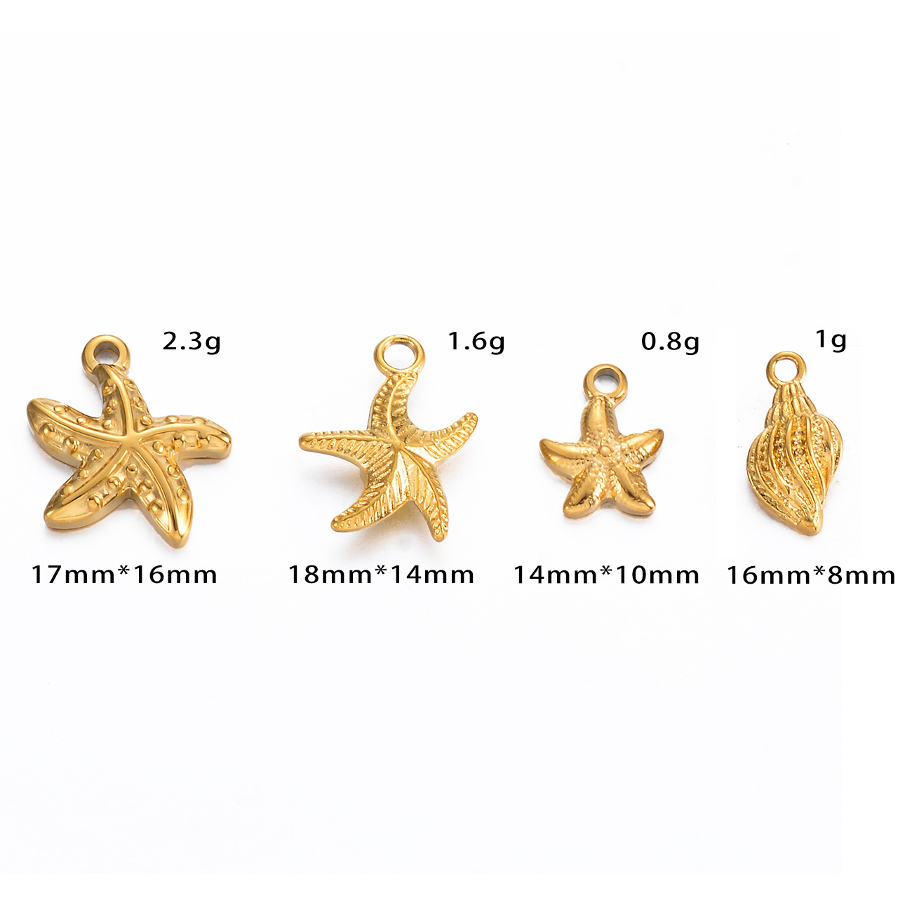 Un Pack De 6 Décontractée Plage Étoile De Mer Conque Acier Inoxydable Placage Bijoux Accessoires display picture 2