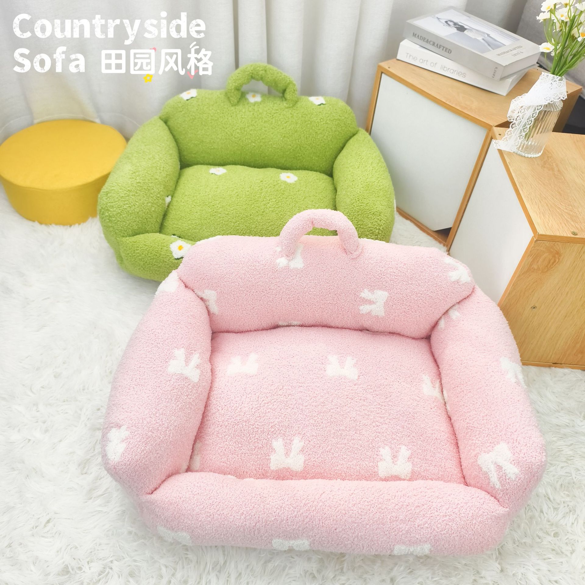 Autumn and Winter Pastoral Cat Sofa Warm Kennel Pet Bed Princess Cat Nest Small and Medium-Sized Pet Nest Dog Bed Pet Sofa