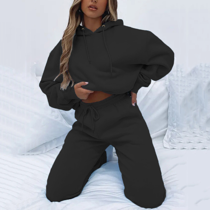 Ensemble Décontracté Femme À Capuche Avec Pantalon Et Poches_voghion.com