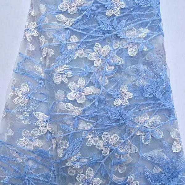 厂家直销新款立体浮花网纱绣花  蕾丝花边面料 刺绣布料 五合梅绣