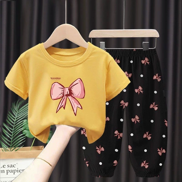 Ribbon Jie#yellow T+butterfly pants