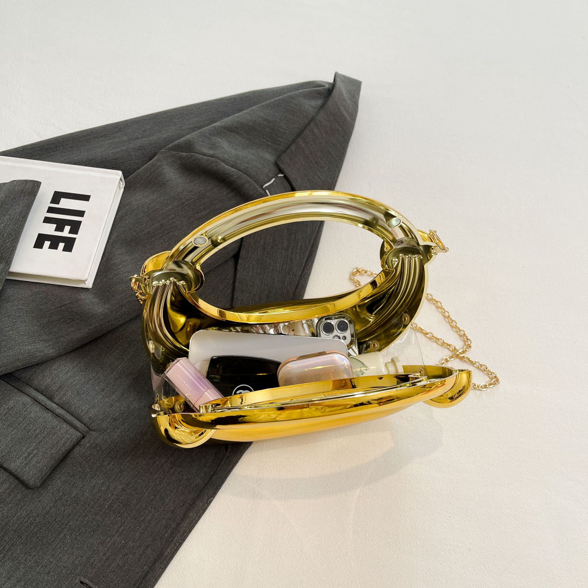 Crowdsourcing transfronterizo acrílico bolso de caja avanzada para mujeres bolso de cena portátil de moda europea y estadounidense bolso de hombro único bolso de mujer