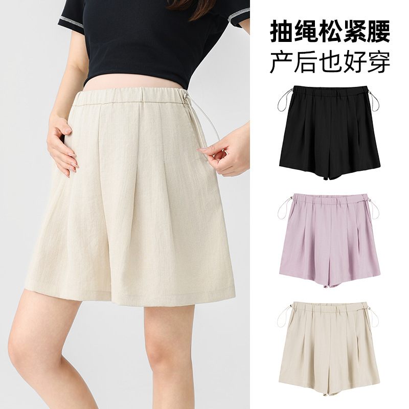 Maternity Cotton and Linen Shorts Summer Thin Style for Outdoor Wear Trendy Mom New Style Non-Tightening Petite Women Yamamoto Pants Summer Outfit