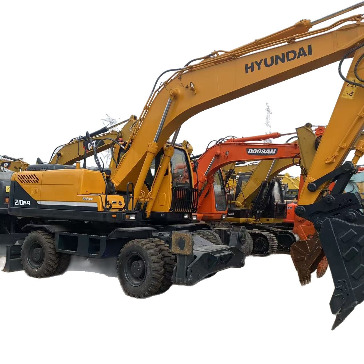 Exportación de comercio exterior moderna 210W - 9 excavadora de segunda mano excavadora de ruedas paquetes de excavadora de ruedas entregados al puerto