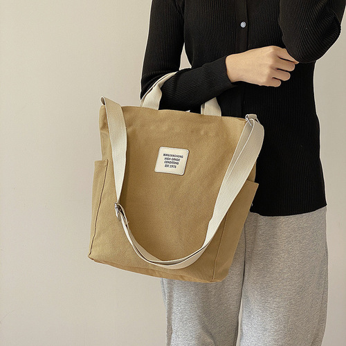 Women's bag 2024 Korean version new student crossbody shoulder bag manufacturer wholesale canvas handbag large capacity bucket bag