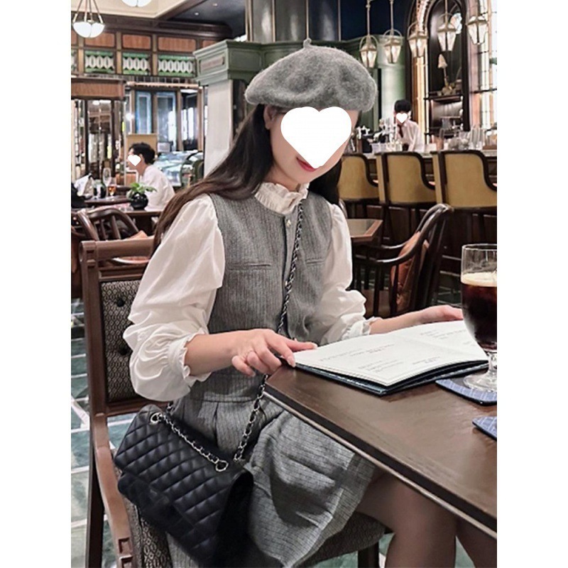 2025秋季新款chic女装气质高级感小个子灰色小香风衬衫连衣裙子套|undefined