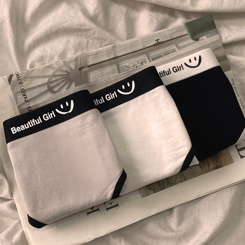 Beautiful Girl Beautiful Girl's pure cotton simple mid-waist underwear seamless comfortable sheath breathable