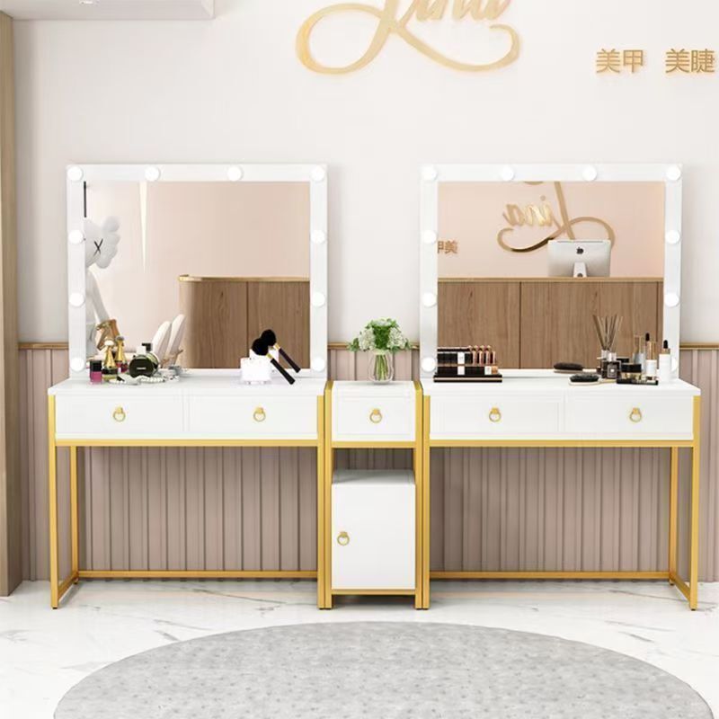 Photo Studio Dressing Table with Lighted Mirror, Integrated Dressing Table for Dress Shops, Wedding Dress Stores, Beauty Salons, and Specialized Makeup Training Tables Photo Studio Dressing Table with Lighted Mirror, Integrated Dressing Table for Dress Shops, Wedding Dress Stores, Beauty Salons, and Specialized Makeup Training Tables
