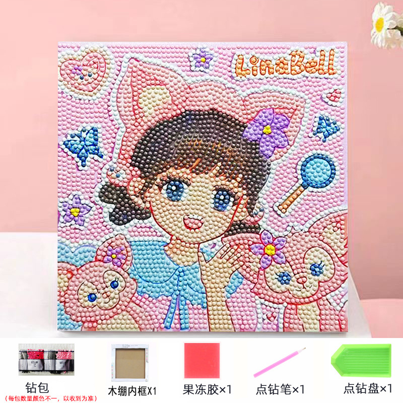 Envío gratis 20 * 20diy pintura de mampostería pintura de diamantes dibujos animados para niños anime pintura decorativa hecha a mano Kuromi con marco