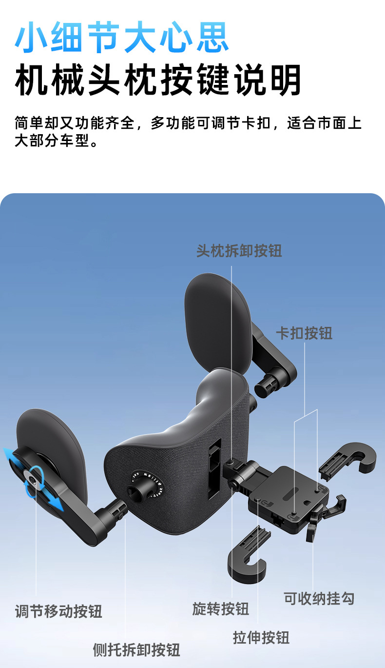 Zero Gravity Suspended Car Headrest, Neck Pillow, Side Pillow, Car Seat, Head and Neck Pillow, Multi-Decompression Car Neck Pillow
