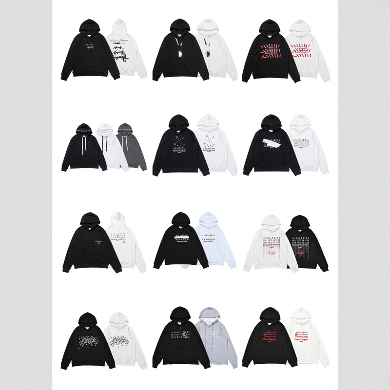 Cross-Border Maison Margiela Margiela Digital Printed Mm6 Men's and Women's Same Style Hooded Versatile Casual Sweatshirt