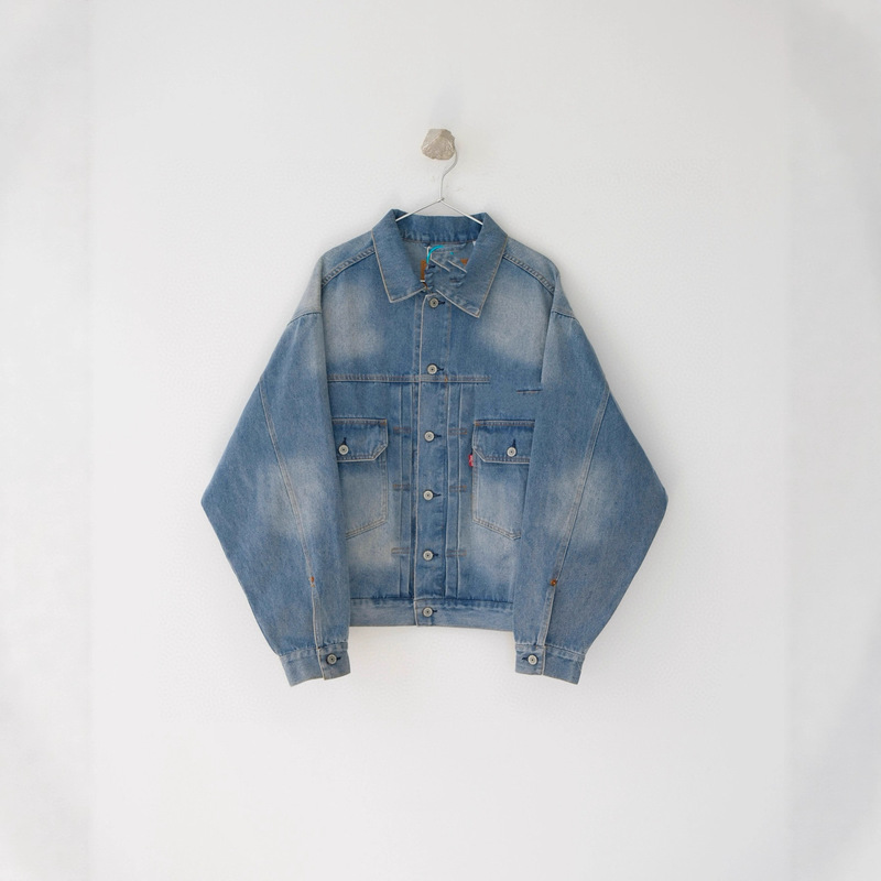 Cross-Border Supply Men's and Women's Joint Leather Logo Varsity Lapel Washed Jacket Casual Jeans Suit