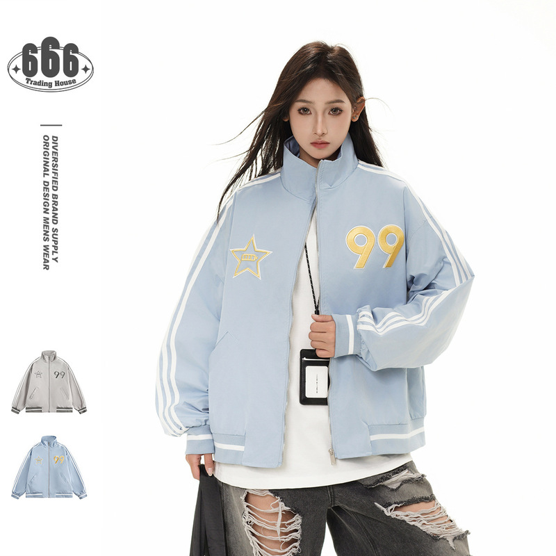 Beast Street Retro Trendy Brand Youth Campus Style Stand-Up Collar Jacket Men's and Women's Casual Sports Jacket Ck2501