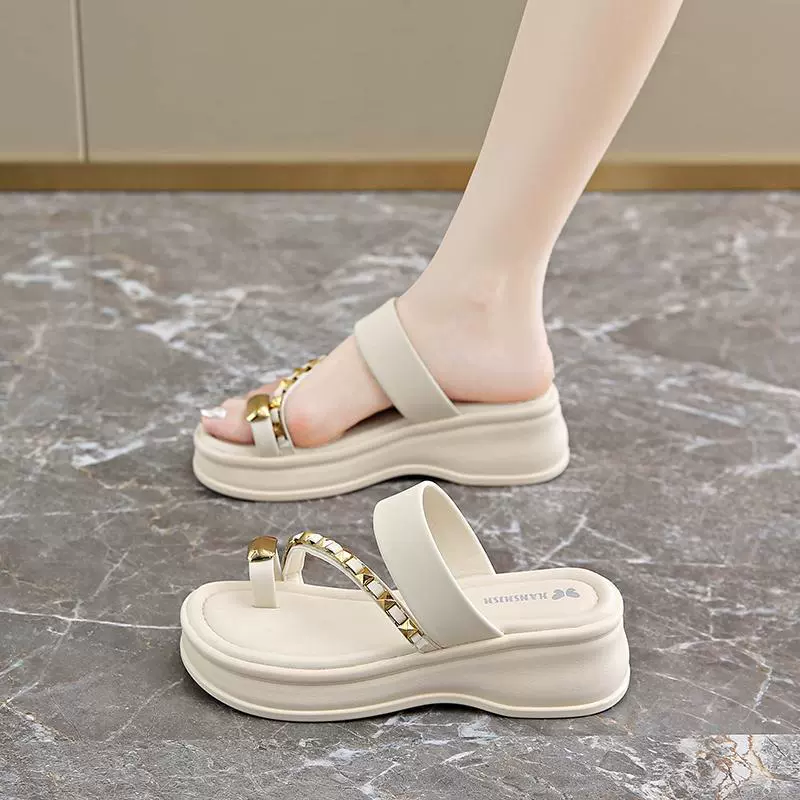 Модные летние римские женские сандалии для улицы и дома, универсальные простые женские тапочки на толстой подошве