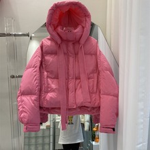 2023年新款冬季韩版羽绒服女装短款连帽加厚时尚小个子白鸭绒外套