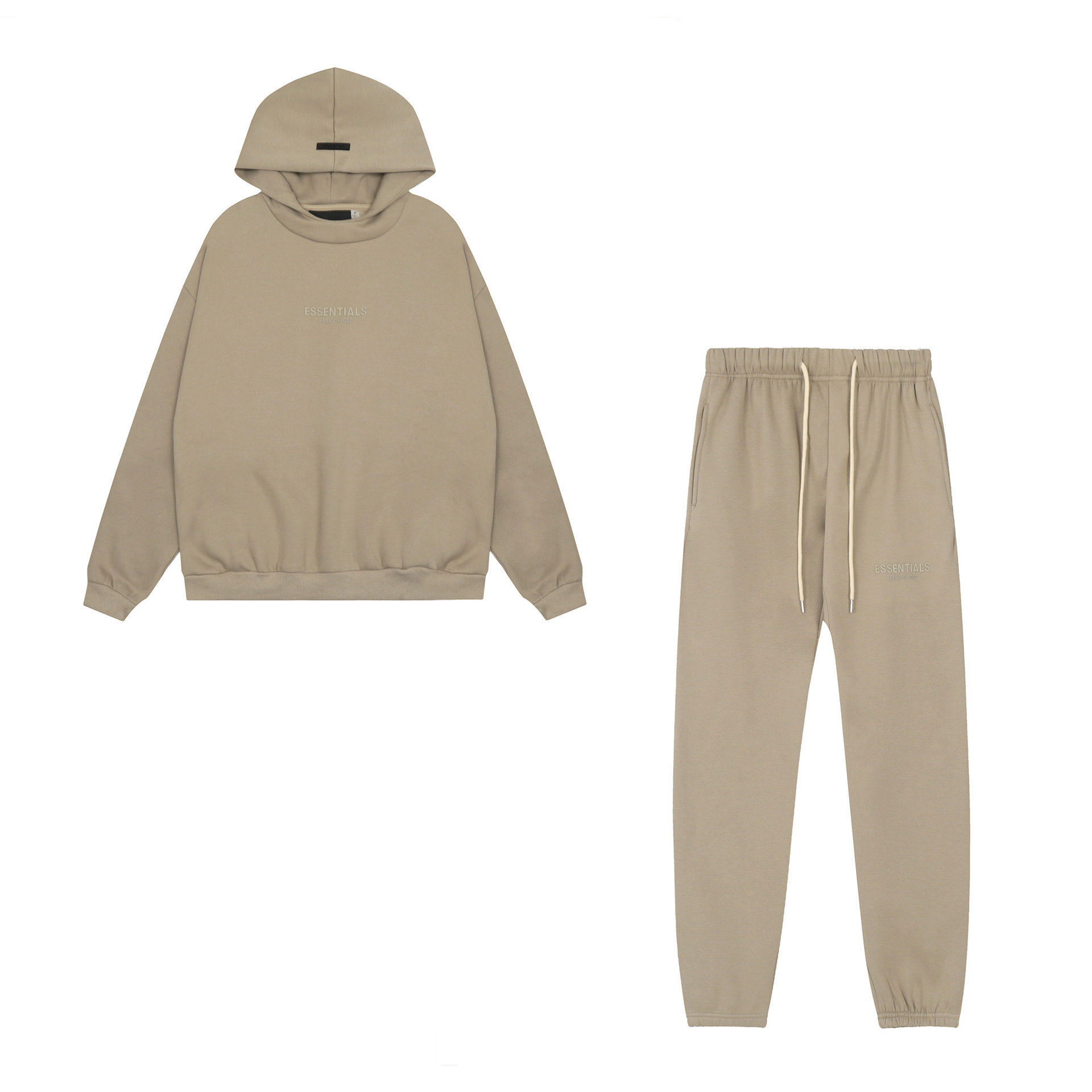 FOG High Street doble línea ESSENTIALS letras de silicona estéreo más suéter con capucha de terciopelo traje de pantalones casuales de moda