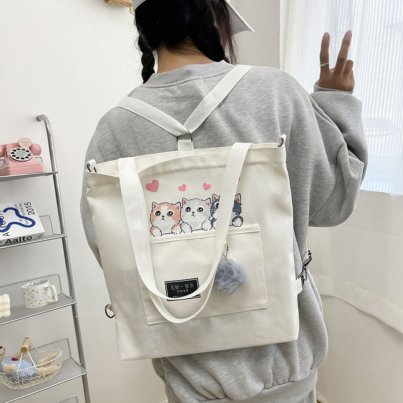 Large-capacity canvas bag 2024 new style fashionable and trendy student class bag, Korean-style simple tutorial bag, one-piece consignment undefined