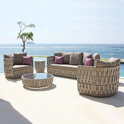 silla de caña al aire libre impermeable patio jardín imitación de muebles de caña sala de estar balcón al aire libre sofá mesa de té combinación de tres piezas