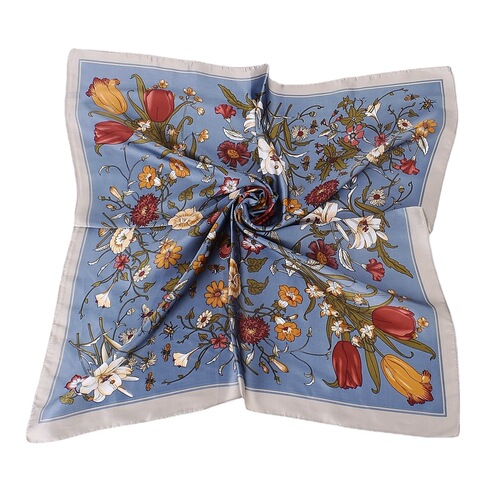  summer new style plain floral fashion small square scarf satin silk 70*70 square silk scarf wholesale cross-border