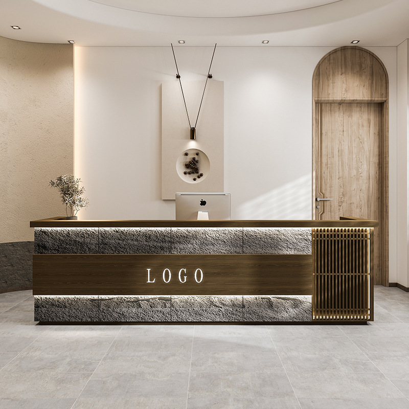 Retro Art Multi-function Bar High-end Atmosphere Cashier Chinese Imitation Stone Reception Desk Nostalgic Counter