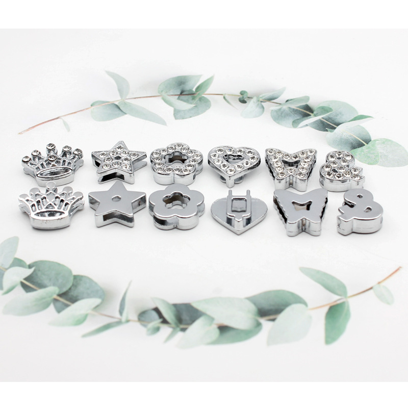 DIY Jewelry Accessories Classification 1 Piece Diameter 10mm Alloy Heart Shape Crown Flower DIY Jewelry Accessories Pendant Beads