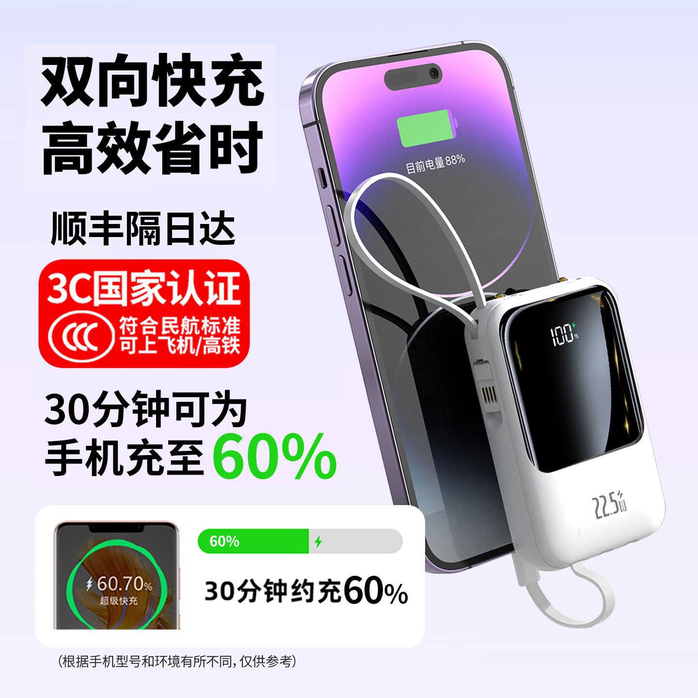 2025 New Power Bank 3C Certified Aircraft 20000 Mah Large Capacity Mobile Phone Fast Charging Factory Direct Sale