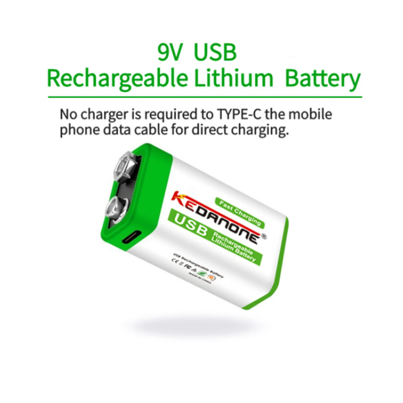 Batería recargable de iones de litio 9V 12800mAh batería micro USB batería micrófono 9V batería de litio