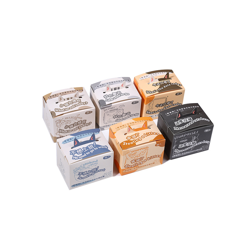 Ketchup Girl Pintado a mano Sello fotosensible Serie Peekaboo Material de decoración de gato lindo Impresión de bricolaje