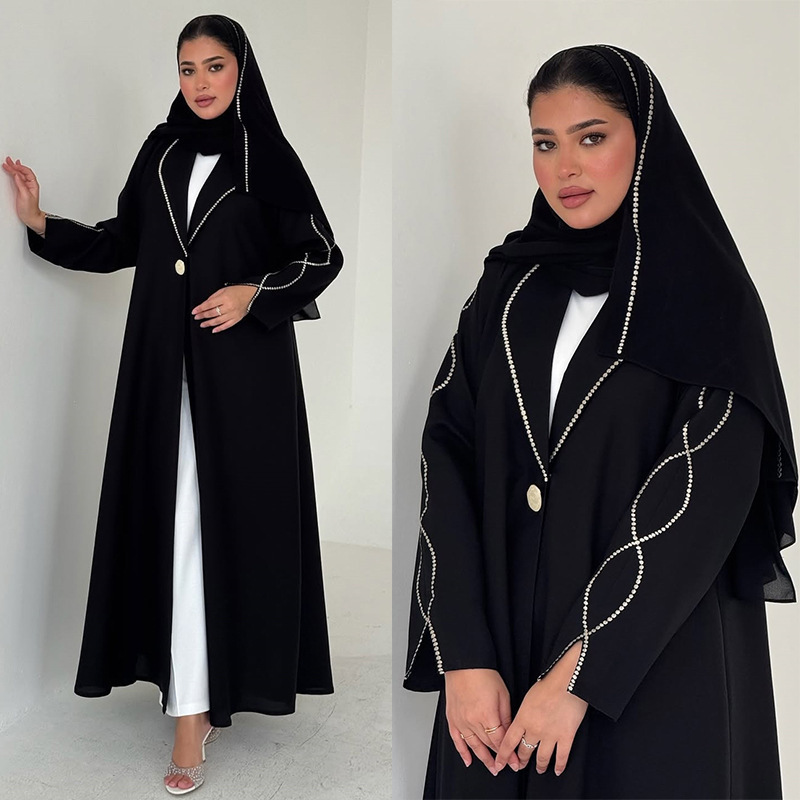 LN257 2026 Summer New Modest Cross-Border Clothing Long Dress Fashionable Elegant Cardigan Embroidered with Headscarf