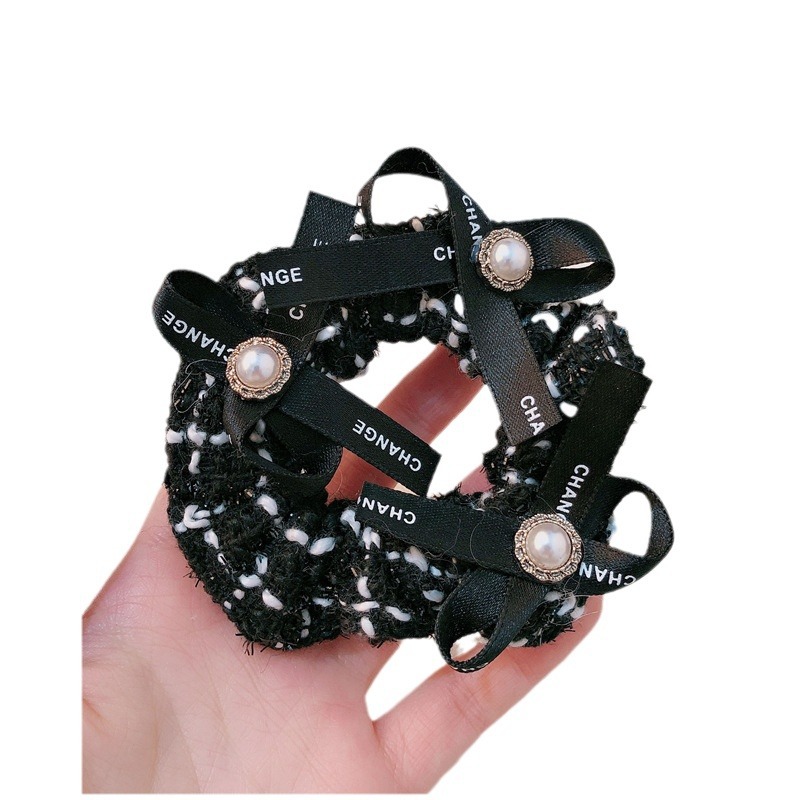 Corea del Sur de alta calidad estilo Chanel arco cuerda de pelo banda de goma para todos los partidos no hace daño a la cuerda de pelo de aspecto alto intestino grueso banda de pelo accesorios para el cabello