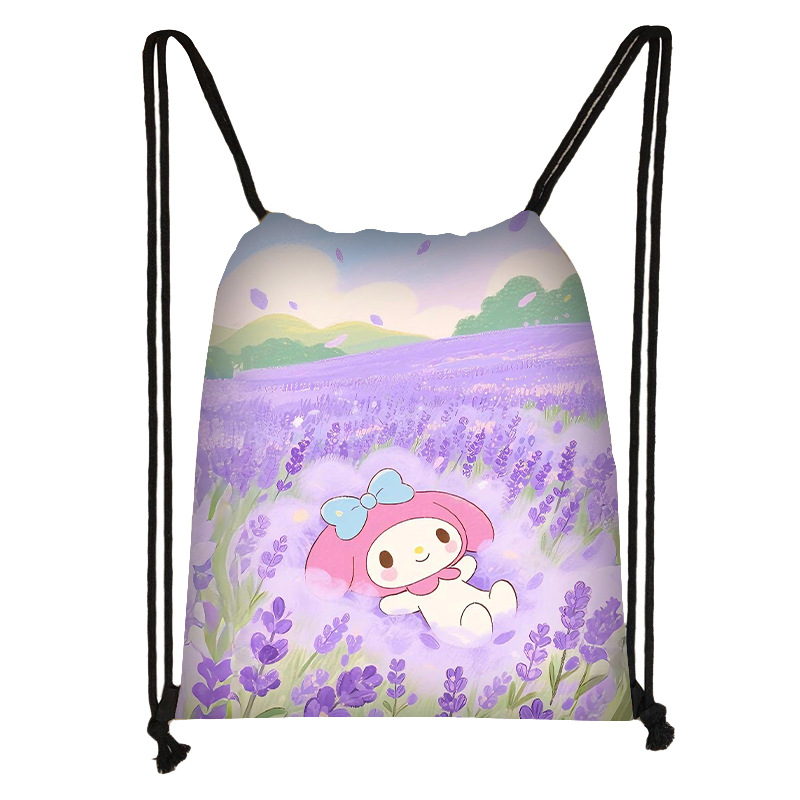 跨境新款美乐蒂图案束口袋可爱多功能便携抽绳包包潮流收纳袋批发