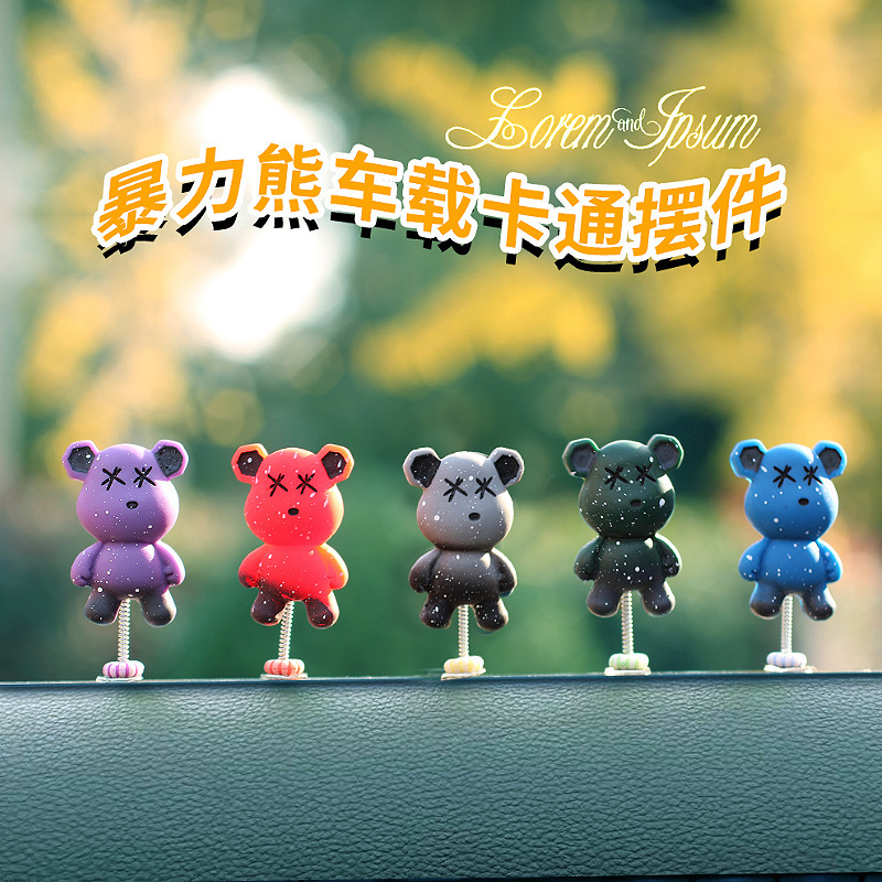 Lindo oso violento decoración de coche muñeca de oso de cielo estrellado consola central de coche productos de decoración interior plástico femenino