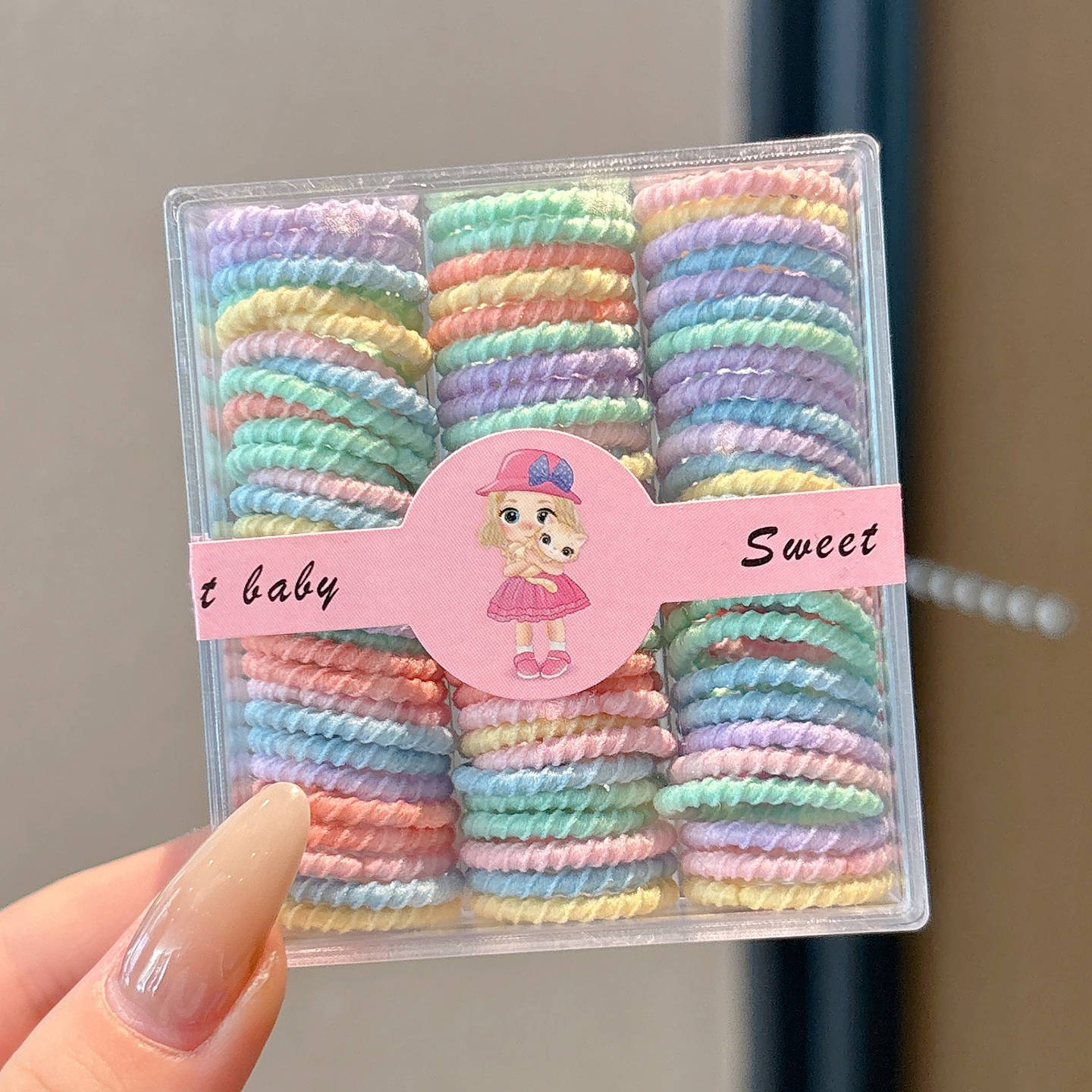 Caricatura encantadora anillo de pelo pulgar no daña el cabello de los niños correa de correa pequeña cuerda de cabello para niñas cuerda de cabello