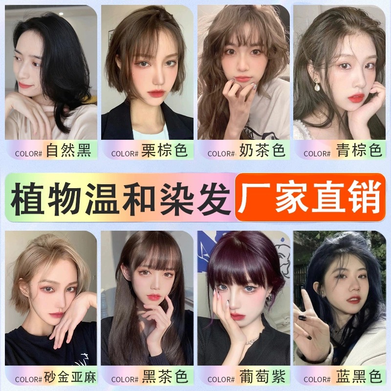 Ammonia-free hair dye Cream Single Color Cream cover white hair multi-segment color one-step black tea gray blue black hair dye