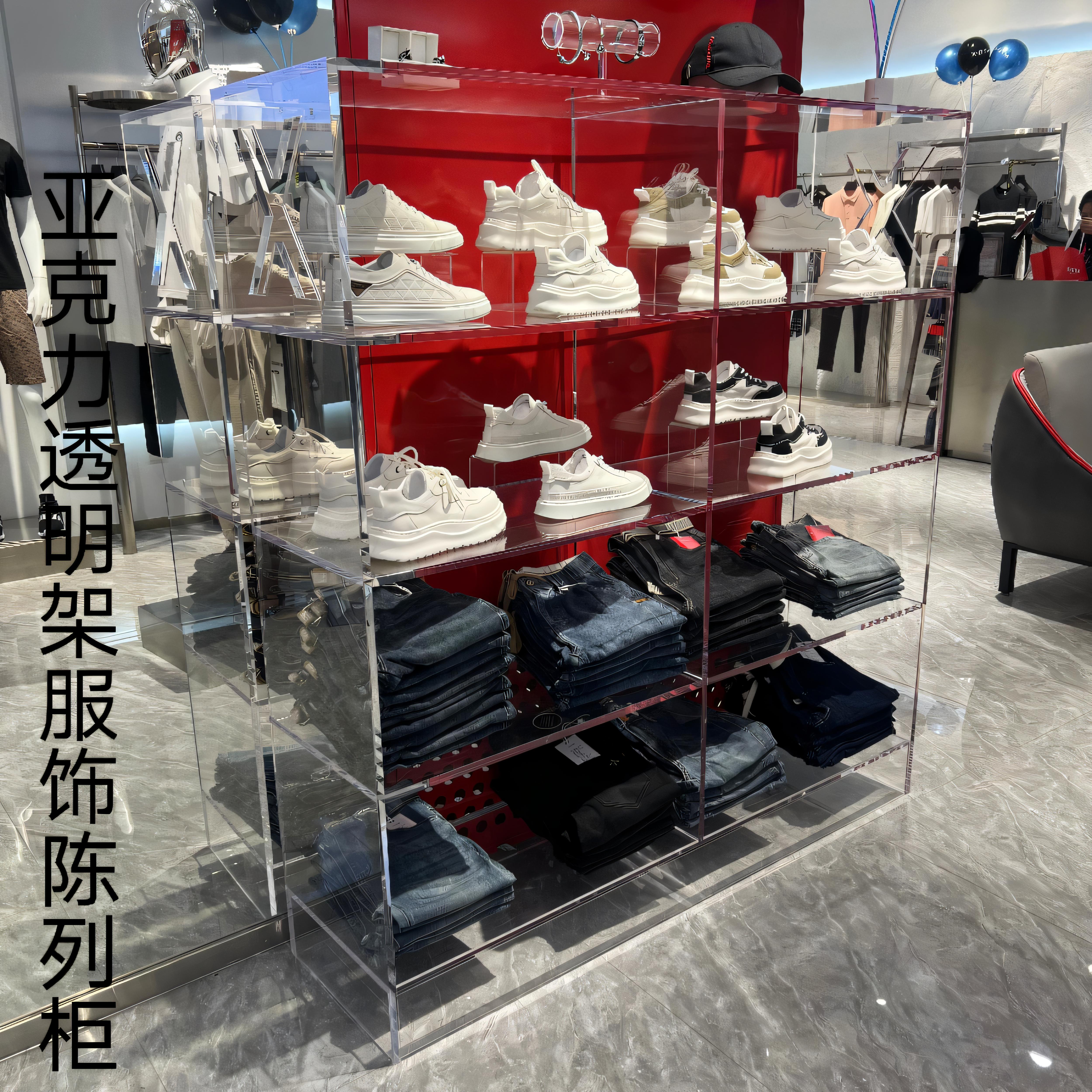 j8服饰架子置物货架展示柜店铺j8陈g3鞋架亚克力包包架透明货架g3