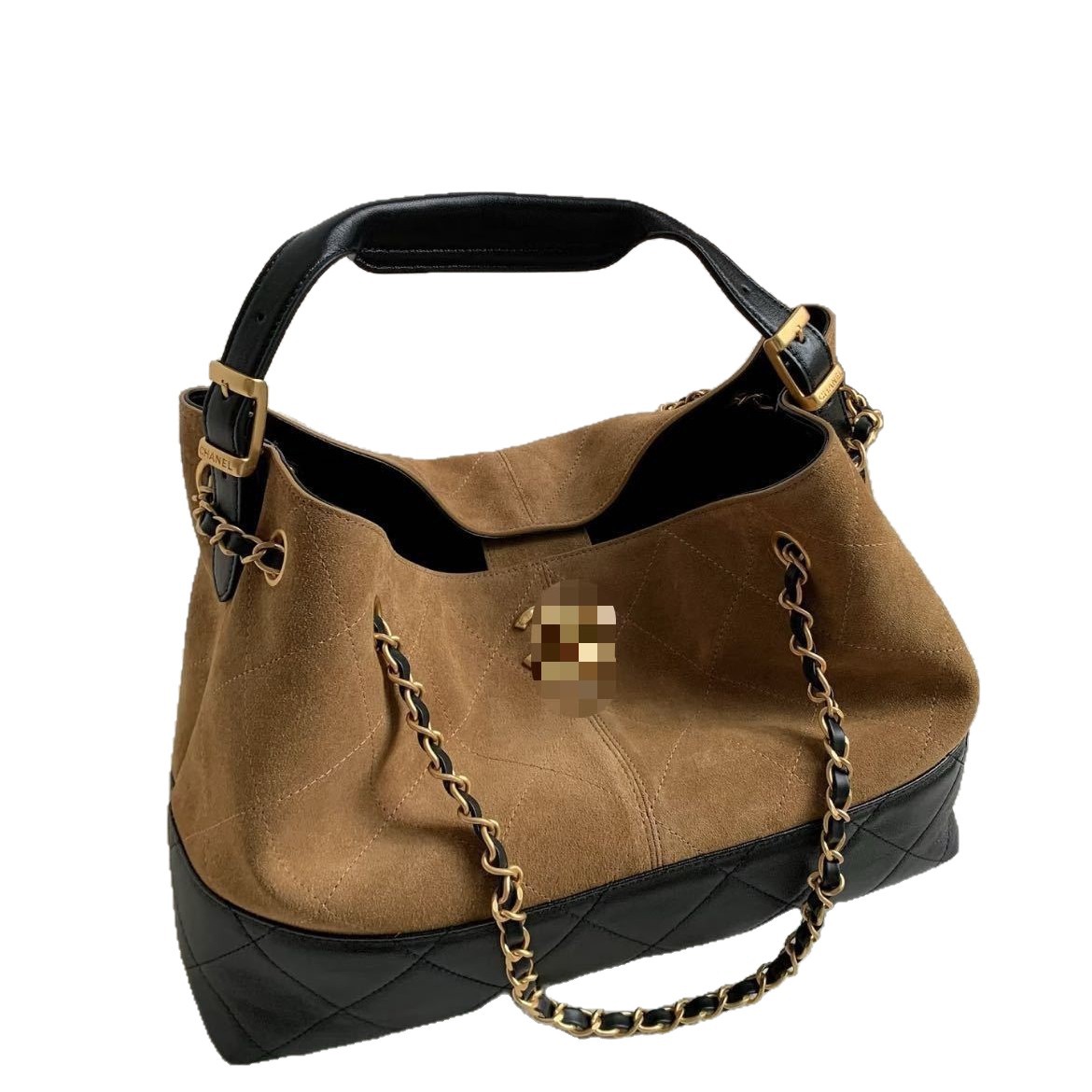 25A New Suede Hobo Retro Patchwork Large Capacity Shopping Bag Fashion Single Shoulder Underarm Tote Bag For Women - Thumbnail 5
