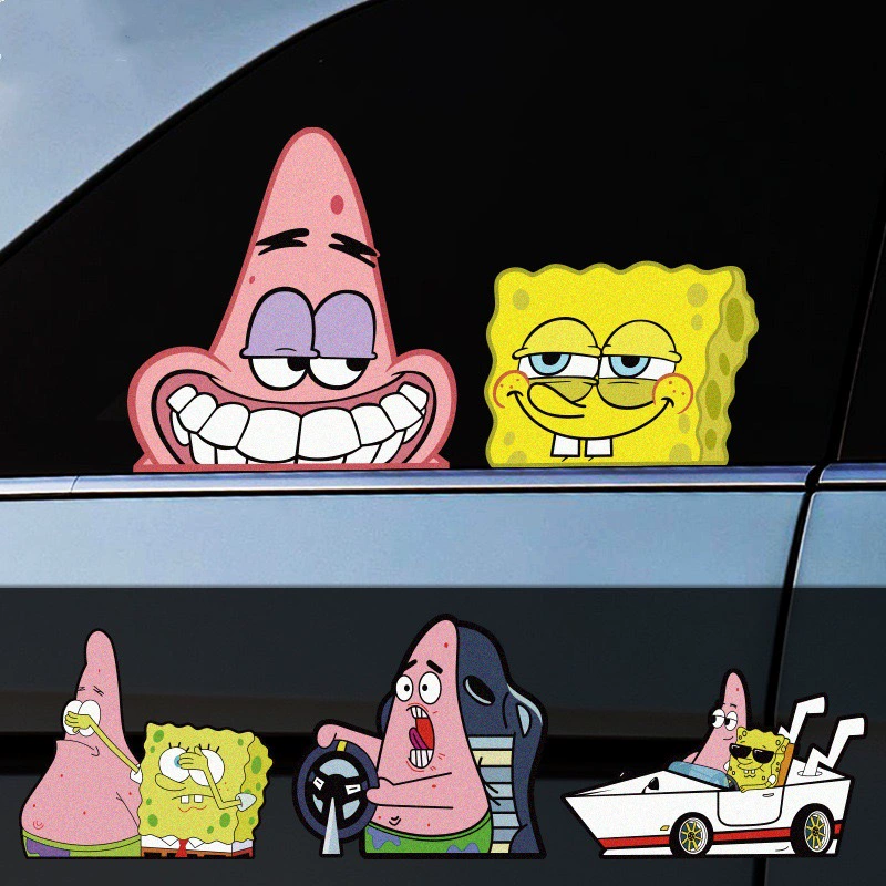 Креативный мультфильм Spongebob Pi большой звезды смешной автомобиль электрический автомобиль наклейка кузова царапины окклюзия декоративная наклейка