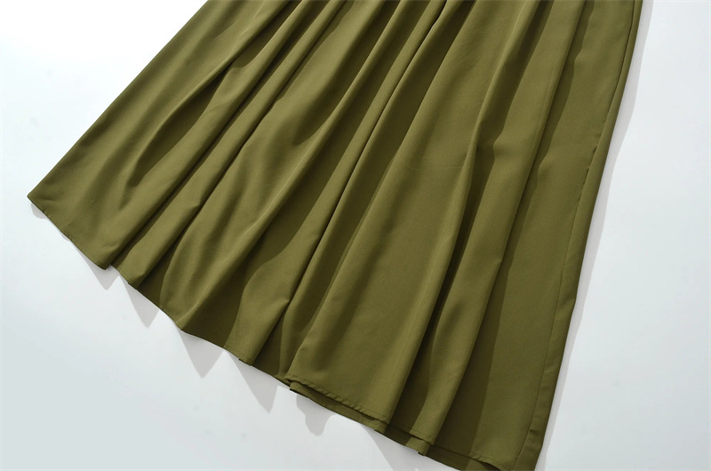 European American Style Scarf-strap Dress For Women, With A Stylish Sexy High Slit, Waist-cinching, Pleated, And Long_ecoleips.com