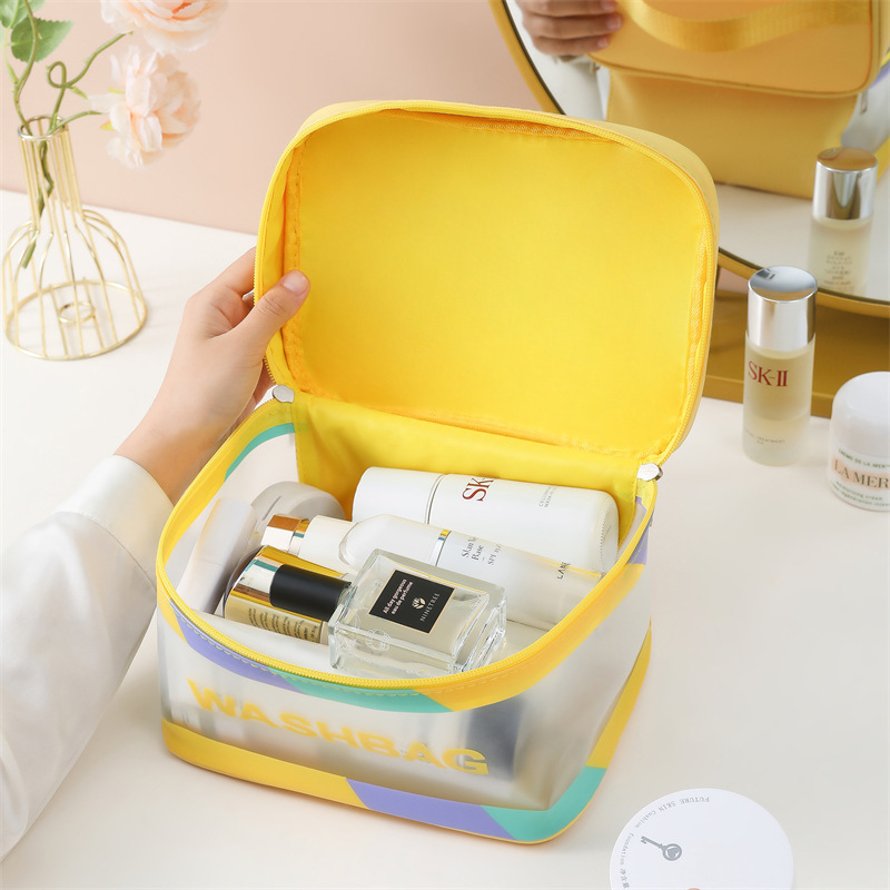 防水化粧品バッグ、ポータブル大容量透明カラフルなトイレタリーバッグ、旅行用つや消し化粧品収納バッグ、スイミングバッグ|undefined